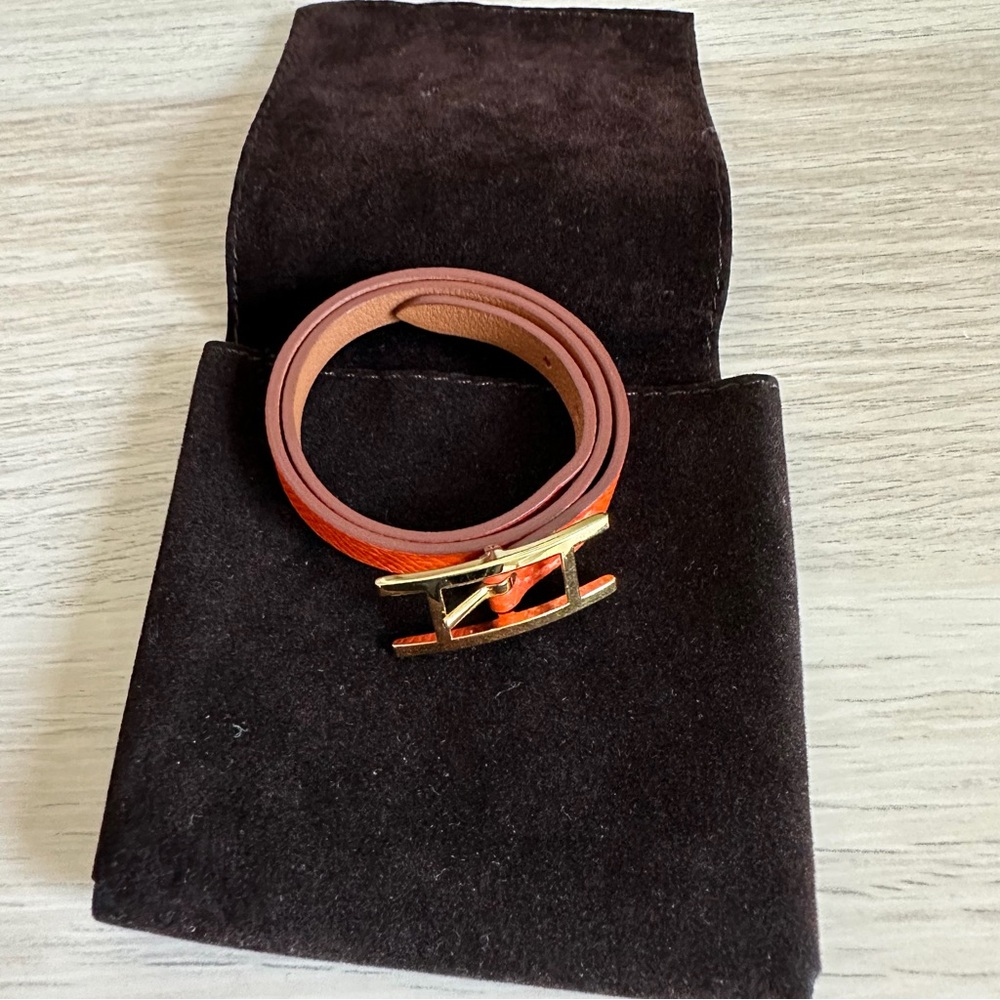 Hermès H Buckle Leather Bracelet